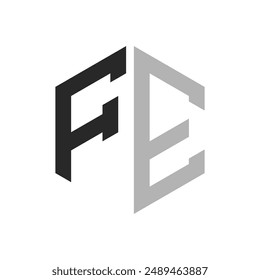 Modern Unique Hexagon Letter FE Logo Design Template. Elegant initial FE Letter Logo Concept