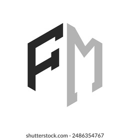 Modern Unique Hexagon Letter FM Logo Design Template. Elegant initial FM Letter Logo Concept