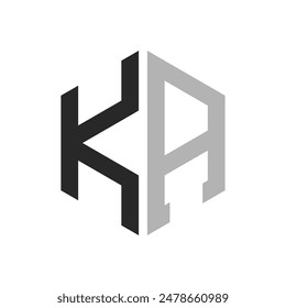 Modern Unique Hexagon Letter KA Logo Design Template. Elegant initial KA Letter Logo Concept