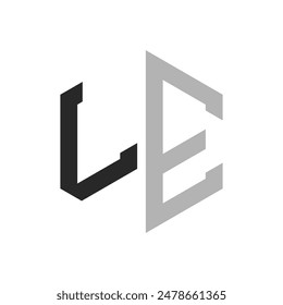 Modern Unique Hexagon Letter LE Logo Design Template. Elegant initial LE Letter Logo Concept