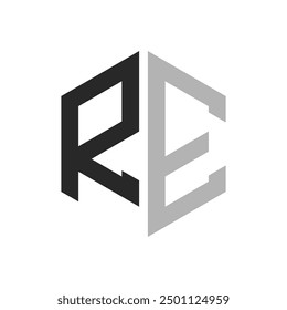 Modern Unique Hexagon Letter RE Logo Design Template. Elegant initial RE Letter Logo Concept