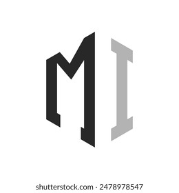 Modern Unique Hexagon Letter MI Logo Design Template. Elegant initial MI Letter Logo Concept