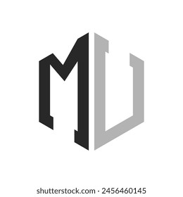 Modern Unique Hexagon Letter MU Logo Design Template. Elegant initial MU Letter Logo Concept