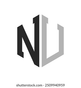 Plantilla única moderna del diseño del logotipo de la letra NU del hexágono. Elegante concepto de logotipo de letra NU inicial