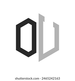 Modern Unique Hexagon Letter OU Logo Design Template. Elegant initial OU Letter Logo Concept