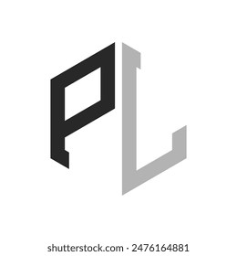 Modern Unique Hexagon Letter PL Logo Design Template. Elegant initial PL Letter Logo Concept