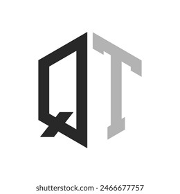 Modern Unique Hexagon Letter QT Logo Design Template. Elegant initial QT Letter Logo Concept