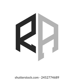 Modern Unique Hexagon Letter RA Logo Design Template. Elegant initial RA Letter Logo Concept