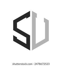 Modern Unique Hexagon Letter SU Logo Design Template. Elegant initial SU Letter Logo Concept