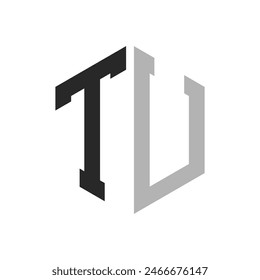 Modern Unique Hexagon Letter TU Logo Design Template. Elegant initial TU Letter Logo Concept