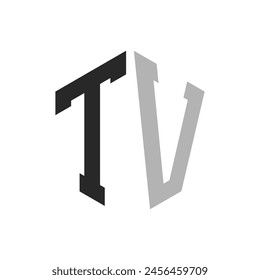 Modern Unique Hexagon Letter TV Logo Design Template. Elegant initial TV Letter Logo Concept