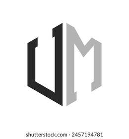 Modern Unique Hexagon Letter UM Logo Design Template. Elegant initial UM Letter Logo Concept