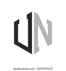 Modern Unique Hexagon Letter UN Logo Design Template. Elegant initial UN Letter Logo Concept