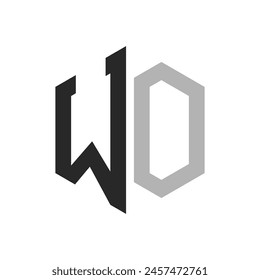 Plantilla de diseño de logotipo moderno y único de la letra hexagonal WO. Elegante inicial WO Letter Logo Concept