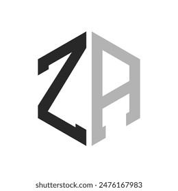 Modern Unique Hexagon Letter ZA Logo Design Template. Elegant initial ZA Letter Logo Concept
