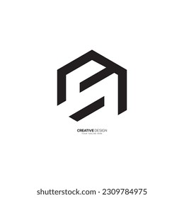 Modern unique hexagonal letter S with negative space monogram creative logo. S logo
