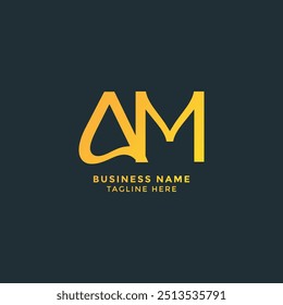 Modern unique AM Letter black and golden color initial based letter icon logo