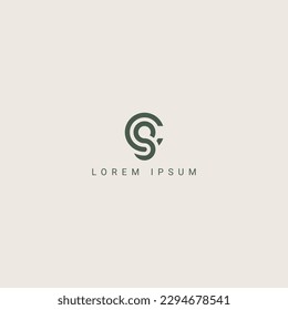 Carta única moderna CS CS SC iconos de diseño de elementos de plantilla.