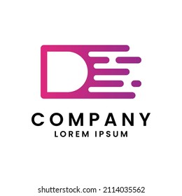logotipo de tecnología rápida D de letra única y moderna