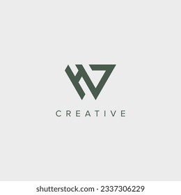 Modern unique letter HW WH logo design template - vector.