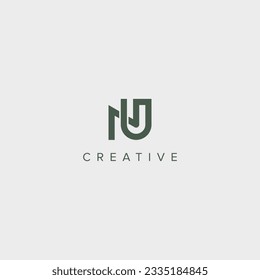 modern unique letter NU UN logo design template - vector.