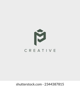 Plantilla de diseño de logotipo PM MP de letra única moderna - vector.