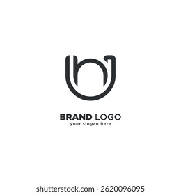 Modern Unique Letter U and N Monogram Logo with White Background.