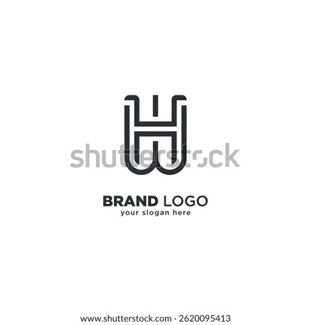 Modern Unique Letter W and H Monogram Logo with White Background.