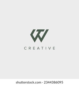 Modern unique letter WT TW logo design template - vector.