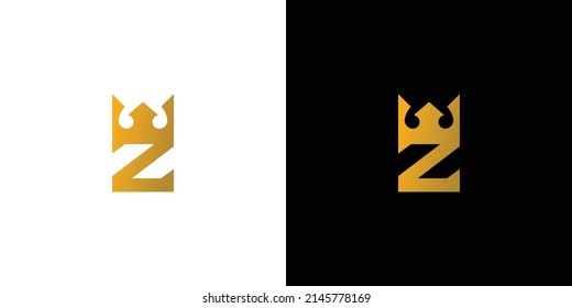 Modern and unique letter Z initial king crown logo design