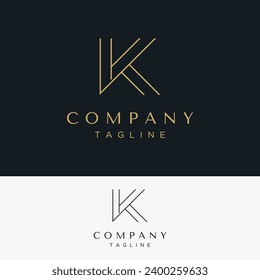 Moderno, único y lujoso elemento geométrico inicial de la letra K logotipo. Logo para tarjetas de visita, empresas, empresas, moda y marcas