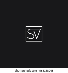 Modern unique minimal connected square shaped fashion brands black and white color S V VS initial based letter icon logo.