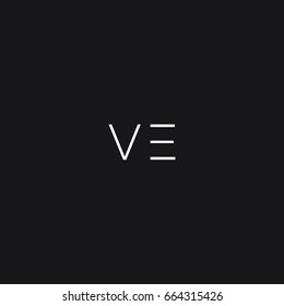 Modern unique minimal elegant clean business brands black and white color V E initial based letter icon logo.