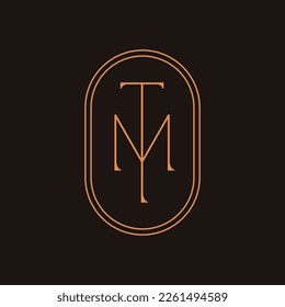 Modern and unique monogram TM initials. TM elegant and Professional letter logo design on black background.