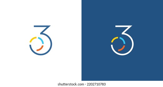 Modern and unique number 03 logo design