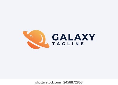 Modernes einzigartiges orangefarbenes Gradienten-Galaxie-Planeten-Logo