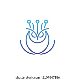 modern and unique owl tech with line style logo template. logo for technology