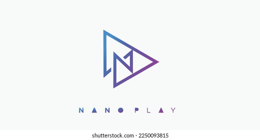 Modern and unique play icon and letter N logo design