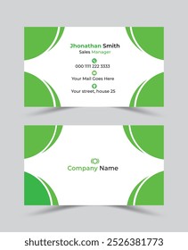 Diseño de tarjeta de visita simple de color verde profesional moderno y único, Plantilla de tarjeta de visita corporativa de doble cara hermosa y limpia de Vector creativo, ilustración de tarjeta de visita personal editable