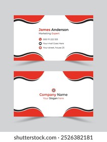 Moderno y único color rojo y negro profesional simple diseño de tarjeta de visita, Vector creativo hermoso limpio corporativo doble cara tarjeta de visita Plantilla, Editable personal diseño de tarjeta de visita .