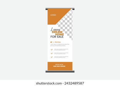 modern unique roll up banner dream home vector design template.