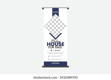 modern unique roll up banner dream home vector design template.