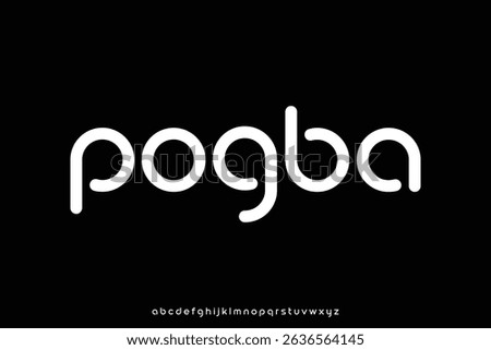 Modern unique rounded sans serif alphabet display font vector illustration