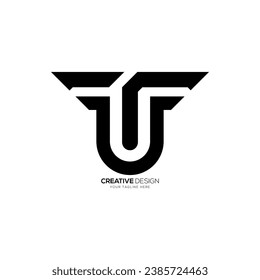 Modern unique shape branding letter UT or TU creative line shape monogram logo