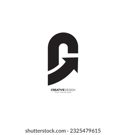 Letra G de forma única y moderna con logotipo de monograma de marca comercial con señalización de flecha. Logo de G