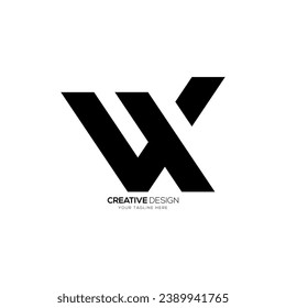 Modern unique shape letter w v x initial typography creative monogram logo