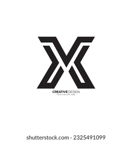 Modern unique shape line art letter VX or XV monogram creative flat logo. V logo. X logo