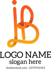 modern unique simple elegant, with a series of letters J and B, gradient colors of yellow and orange