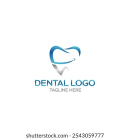 Moderno, único, simples e técnico lettermark logotipo de dente para dentista, ortodôntica e marca de pasta de dente. Transmite serviços elegantes, decolados, estilosos e profissionais.