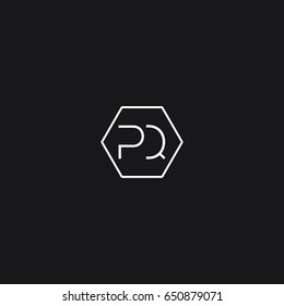Modern unique stylish attractive geometric black and white P Q initial based letter icon logo.